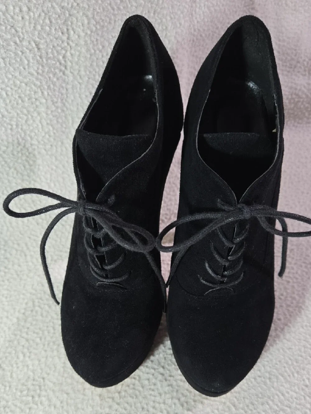 Black Lace-Up Platform High Heel Booties for Women